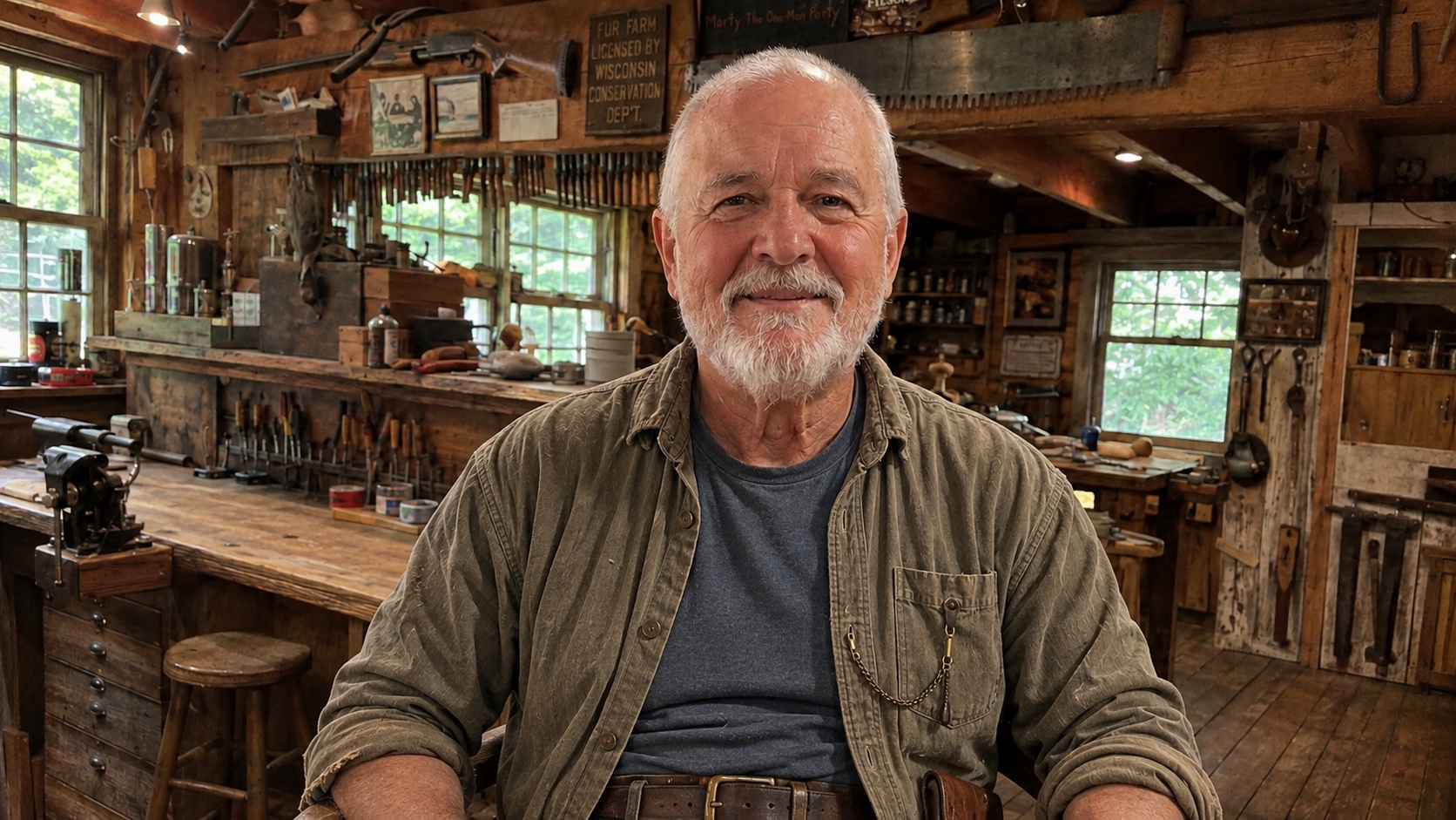 Emmett Kessler in his workshop